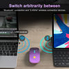 Picture of LED Wireless Mouse, Bluetooth Mouse &2.4GHz Instant Connection,Rechargeable Ultra Silent Slim,3 DPI 2 Connection Modes with USB-C to USB Adapter for Laptop/MacBook/PC/Tablet/iPad (Black-purple)