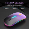 Picture of LED Wireless Mouse, Bluetooth Mouse &2.4GHz Instant Connection,Rechargeable Ultra Silent Slim,3 DPI 2 Connection Modes with USB-C to USB Adapter for Laptop/MacBook/PC/Tablet/iPad (Black-purple)