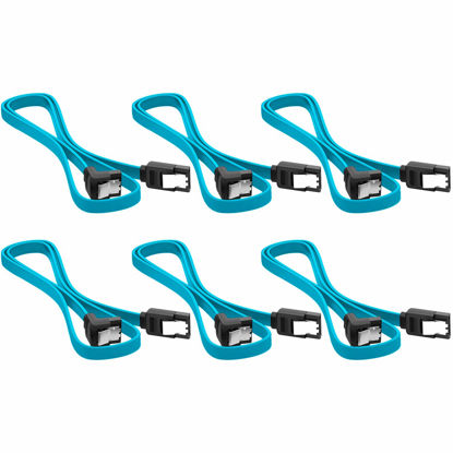 Picture of AYECEHI 6 Pack 90 Degree Right Angle SATA III 6.0 Gbps Cable (SATA 3 Cable) with Locking Latch Black - 12 Inches for SATA HDD, SSD, CD Driver, CD Writer (Blue)