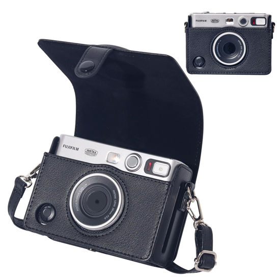 Picture of WOGOZAN Mini EVO Protective Case for Fujifilm Instax Mini EVO Hybrid Instant Camera Case, Mini PU Leather Bag Cover with Removable Shoulder Strap (Black)