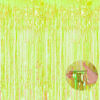 Picture of BRAVESHINE Iridescent Foil Fringe Backdrop - 2 Pack 3.2 x 6.5 ft Holographic Tinsel Curtain Party Streamers Photo Backdrop for Birthdays Dinosaur Theme Christmas Patricks Decorations - Clear Green