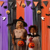 Picture of BRAVESHINE Tinsel Photo Backdrop Curtains - 2 Pack 3.2x8.2ft Black Orange Purple Foil Fringe Streamer Party Supplies for Halloweens, Lantern, Pumpkin, Home, Indoor or Outdoor Decorations