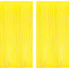 Picture of BRAVESHINE Foil Fringe Curtain Backdrop - 2 Pack Yellow Tinsel Photo Booth Backdrop Party Streamers for Birthdays, Christmas, Lemon, Smiley Kids' Party Decorations