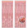 Picture of BRAVESHINE Rose-Gold Metallic Tinsel Backdrop - 2Pcs 3.2x8.2ft Metallic Tinsel Foil Fringe Curtains Photo Booth Streamers for 21-st Birthdays Bachelorette Engagement Bridal Shower Party Decorations