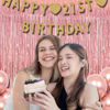 Picture of BRAVESHINE Rose-Gold Metallic Tinsel Backdrop - 2Pcs 3.2x8.2ft Metallic Tinsel Foil Fringe Curtains Photo Booth Streamers for 21-st Birthdays Bachelorette Engagement Bridal Shower Party Decorations