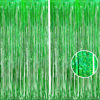 Picture of BRAVESHINE Green Metallic Tinsel Foil Fringe Curtains - 2 Pack 3.2 x 8.2 ft Metallic Photo Backdrop for Graduates-Theme/St Patricks Day/Hawaiian/Luau/Dinosaur/Jungle-Theme/Christmas Party Decorations