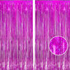 Picture of BRAVESHINE Hot Pink Tinsel Foil Fringe Curtains - 2Pcs 3.2x8.2ft Metallic Party Streamers Backdrop for Girl Birthdays Valentines Bridal Shower Bachelorette Hawaiian Luau Theme Party Decorations
