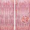 Picture of BRAVESHINE Rose-Gold Tinsel Foil Fringe Curtains - 2Pcs 3.2x8.2ft Metallic Holiday Photo Booth Backdrop Party Supplies for Birthdays Valentines Day Bridal Shower Bachelorette Engagement Party