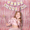 Picture of BRAVESHINE Rose-Gold Tinsel Foil Fringe Curtains - 2Pcs 3.2x8.2ft Metallic Holiday Photo Booth Backdrop Party Supplies for Birthdays Valentines Day Bridal Shower Bachelorette Engagement Party