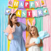 Picture of BRAVESHINE Tinsel Foil Fringe Curtains - 2Pcs 3.2x8.2ft Pastel Colourful Photo Backdrop for Sweet Birthdays Easter Bunny Bridal Shower Fairy Kids Candy Donut Party Decorations