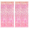 Picture of BRAVESHINE Clear Pink Streamers Party Decorations Iridescent Foil Fringe Backdrop - 2 Pack 3.2 x 6.5 ft Holographic Tinsel Curtain Party Photo Backdrop for Valentine’s Girl Birthdays Engagement Decor