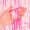 Picture of BRAVESHINE Clear Pink Streamers Party Decorations Iridescent Foil Fringe Backdrop - 2 Pack 3.2 x 6.5 ft Holographic Tinsel Curtain Party Photo Backdrop for Valentine’s Girl Birthdays Engagement Decor