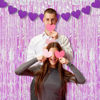 Picture of BRAVESHINE Clear Purple Party Decorations Iridescent Foil Curtain - 2 Pack 3.2 x 6.5 ft Holographic Tinsel Backdrop Party Streamers Curtains for Birthdays Valentine’s Bachelorette Bridal Shower Decor