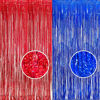 Picture of Foil Fringe Curtain 4th of July Decorations - Red Blue Metallic Tinsel Photo Booth Backdrop Party Steamers Curtains for Birthdays Christmas New Years Valentines Bachelorette Parties