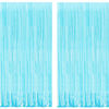 Picture of BRAVESHINE Foil Fringe Curtains Party Backdrop - Tinsel Curtain Backdrop Streamers Party Supplies for Baby Frozen Under Sea Shark Mermaid Party Decorations - 2Pcs Macaron Blue