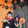 Picture of BRAVESHINE 1 Black 1 Orange Tinsel Photo Backdrop Curtains - 3.2x8.2ft Foil Fringe Streamer Curtain for Birthdays, Halloweens, Graduations, Pumpkin, Home, Indoor or Outdoor Party Supplies Decorations