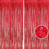 Picture of BRAVESHINE Red Tinsel Foil Fringe Curtains - 2Pcs 3.2x8.2ft Holidays Photo Booth Backdrop for Girls' Birthdays Valentine’s Day Christmas Bridal Bachelorette Anniversary Engagement Party