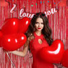 Picture of BRAVESHINE Red Tinsel Foil Fringe Curtains - 2Pcs 3.2x8.2ft Holidays Photo Booth Backdrop for Girls' Birthdays Valentine’s Day Christmas Bridal Bachelorette Anniversary Engagement Party