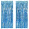 Picture of BRAVESHINE Light Blue Tinsel Foil Fringe Curtains - 2Pcs 3.2x8.2 ft Metallic Holiday Photo Booth Backdrop for Birthdays Mermaid Frozen Sea Bachelorette Party Streamers Decorations