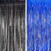 Picture of Foil Fringe Curtain Party Decorations - Black Blue Metallic Tinsel Photo Booth Backdrop Party Steamers Curtains for Birthdays Christmas New Years Homecoming Party Decoration