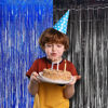 Picture of Foil Fringe Curtain Party Decorations - Black Blue Metallic Tinsel Photo Booth Backdrop Party Steamers Curtains for Birthdays Christmas New Years Homecoming Party Decoration