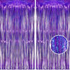 Picture of BRAVESHINE Purple Tinsel Foil Fringe Curtains - 2Pcs 3.2x8.2ft Metallic Holidays Photo Backdrop for Halloweens Birthdays Valentine's Bridal Shower Bachelorette Anniversary Engagement Party Supplies