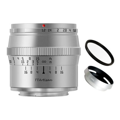 Picture of TTArtisan 50mm F1.2 APS-C Manual Focus Large Aperture Fixed Focus Lens Silver for Canon M Mount Like M1 M2 M3 M6 M6II M10 M50 M100 M200