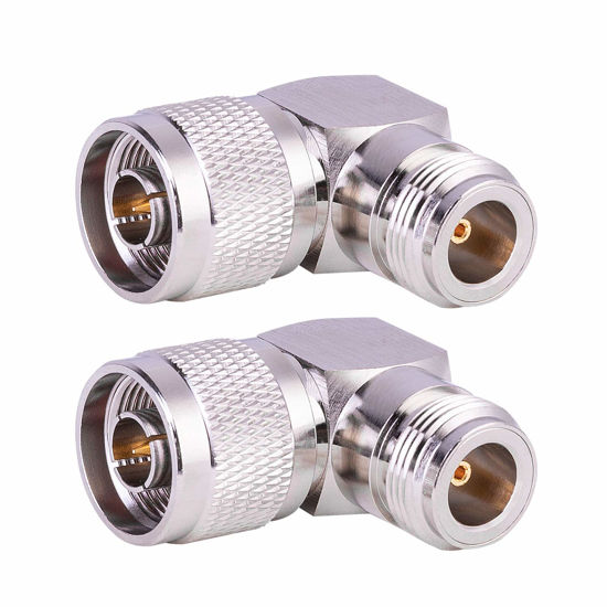 Picture of XRDS -RF N Connector Adapter Right Angle Coax Connectors 90 Degree N Male to N Female RF Coaxial Cable Connector Pack of 2 (NOT for TV)