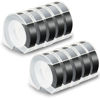 Picture of Pristar Replacement 3D Plastic 9mm Embossing Tapes 3/8'' x 9.8' Compatible for Dymo Embossing Label Maker Organizer Xpress 12965, Xpress Pro 12966, Office Mate II 154000, White Print on Black, 10-Pack