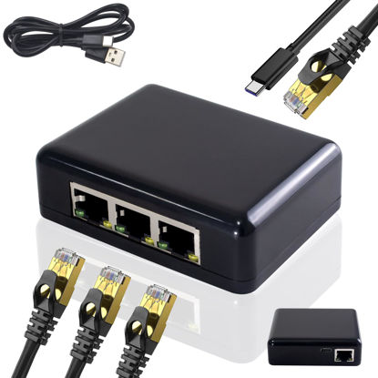 Picture of Danfetsoy 1000mbps Ethernet Splitter 1 to 3, High Speed Internet Splitter LAN Splitter Ethernet Switch Either Network Splitter Suitable Super Cat5, Cat5e, Cat6, Cat7, etc