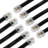 Picture of RIIEYOCA 12 Inch Short RJ12 Straight Wired Cable 6P6C Male to Male Flat Telephone Cord,Compatible with Data and Voice(Black,10Pack)