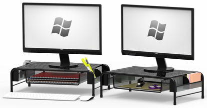 Picture of Simple Houseware 2PK Metal Desk Monitor Stand Riser with Organizer Drawer