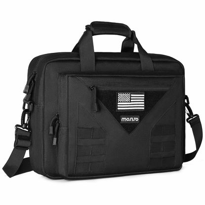 Picture of MOSISO Tactical Laptop Messenger Shoulder Bag, 15-16 inch Multifunctional Adjustable Large Notebook Carrying Sleeve Case Pockets, Black