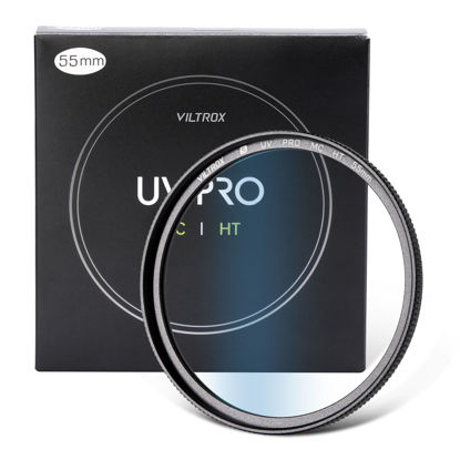 Picture of VILTROX 55mm MC UV Protection Camera Lens Filter, 18 Layer Multi Resistant Nano Coatings, HD/Hydrophobic/Scratch Resistant for Nikon, Canon, Fuji Cameras and More