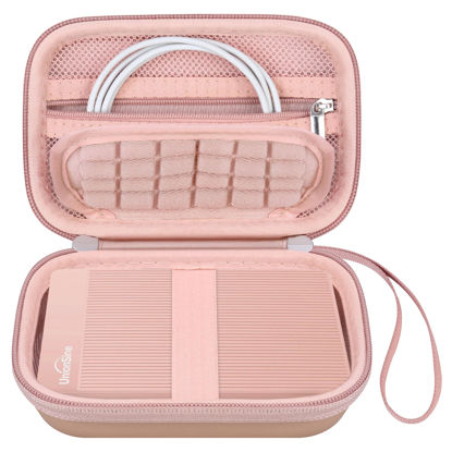 Picture of Canboc Hard Case for UnionSine 250GB 320GB 500GB 750GB 1TB 2TB Ultra Slim Portable External Hard Drive HDD, Zipper Mesh Bag fit Flash Drives, USB Cable, SD Card, Rose Gold