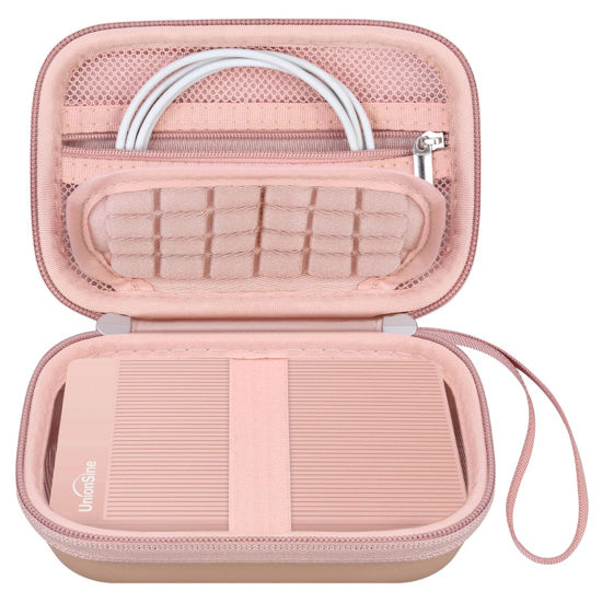 Picture of Canboc Hard Case for UnionSine 250GB 320GB 500GB 750GB 1TB 2TB Ultra Slim Portable External Hard Drive HDD, Zipper Mesh Bag fit Flash Drives, USB Cable, SD Card, Rose Gold