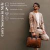 Picture of Time Resistance Leather Briefcase for Laptop Attache Case Messenger Bag for Men and Women (Cognac)