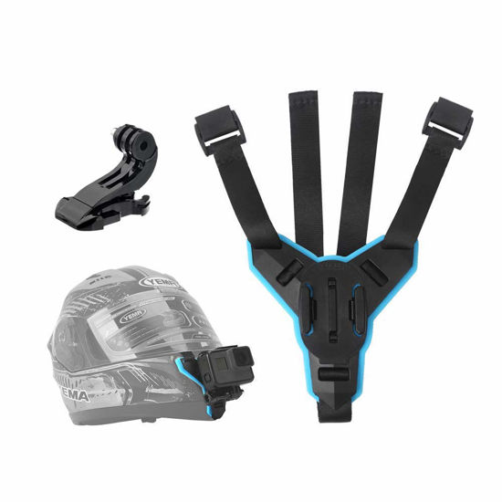 Picture of TELESIN Helmet Mount Chin Strap Clamp Attachment Motocycle Dirt Bike Holder Clip Accessories for GoPro Max Hero 12 11 10 9 8 7 6 5 Insta360 X3 GO3 Ace Pro DJI Action 3 4 Pocket 3 Hiking Cycling