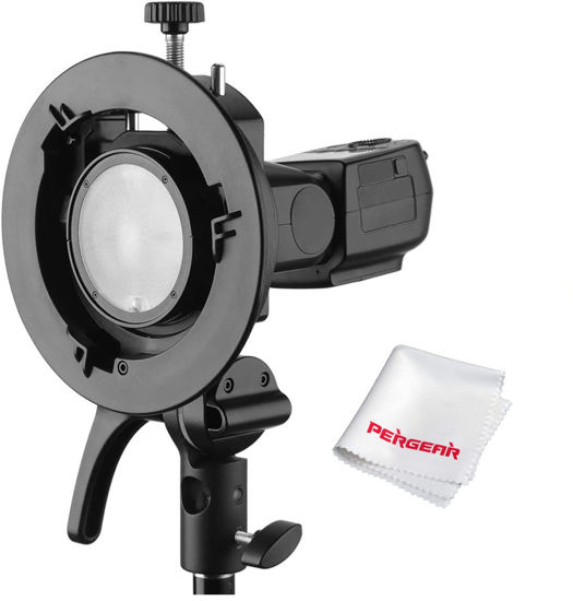 Picture of Godox S2 Bracket S-Type Speedlite Bracket Bowens Mount for Godox V1 AD200Pro AD400Pro AD200 and Other Flashes, Precise Tilt Control, Large Handle, Integrated Umbrella Mount