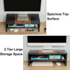 Picture of TEAMIX 2 Tiers Desktop Monitor Stand Riser 20 Inch Printer Stand with Storage Small TV Riser Laptop Wooden Desk Organizer Shelf Bookshelf (Black+Brown, 2 Tiers)