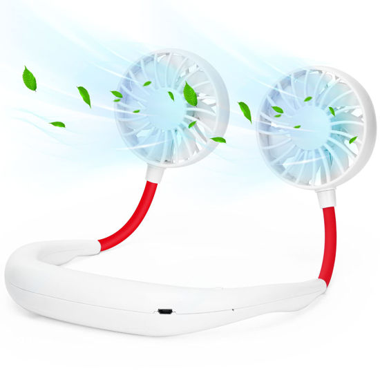Picture of Neck Fan,Portable Neck Fans Rechargeable Personal Fans For Your Neck Wearable Fan Neck Air Conditioner Cooling Neck Fan With 360 Degree Rotation 2000mAh For Travel Sports Walking And Outdoor Working