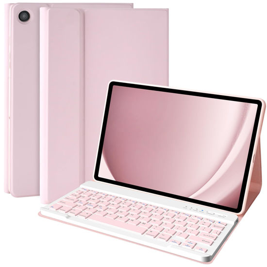 Picture of Keyboard Case for Samsung Galaxy Tab A9 Plus/A9+ 5G 11 Inch 2023, Samsung A9 Plus Tablet Case with Detachable Wireless Bluetooth Keyboard (SM-X210/X216/X218) - Pink