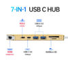 Picture of USB C Hub HDMI Adapter for MacBook Pro/Air, 7 in 1 USB C Dongle with HDMI, SD/TF Card Reader, USB C Data Port,100W PD, and 2 USB 3.0 Compatible for MacBook Pro/Air, Dell XPS, Lenovo Thinkpad.