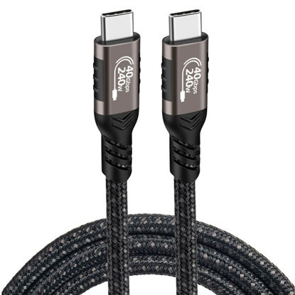 Picture of Thunderbolt 4 Cable, USB C 240W 40Gpbs 8K Display, Fit for Apple MacBook iPhone 15 iPad Pro, Braided Type-C Wire 3 ft