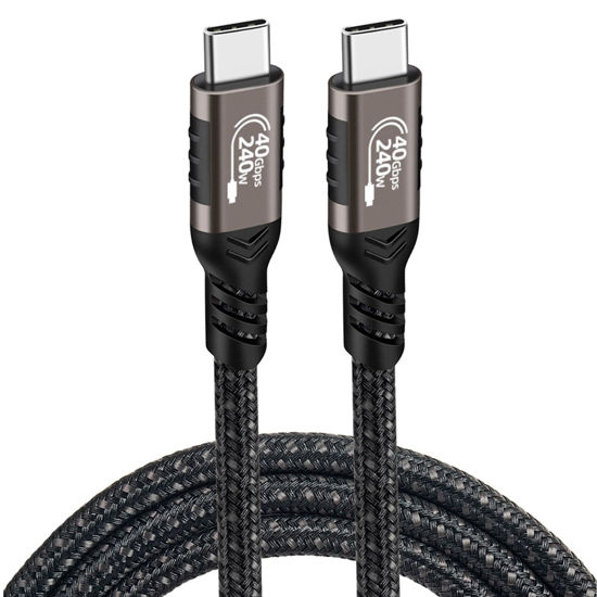 Picture of Thunderbolt 4 Cable, USB C 240W 40Gpbs 8K Display, Fit for Apple MacBook iPhone 15 iPad Pro, Braided Type-C Wire 3 ft