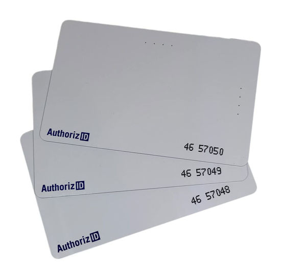 Picture of AuthorizID 25 - 26 Bit H10301 125 KHz Printable CR80 Proximity Card Wiegand chip. Compatible with 1386 1326 7610 1586 1391 and 1346. Works with Nearly All Access Control Systems. Free tech Support.