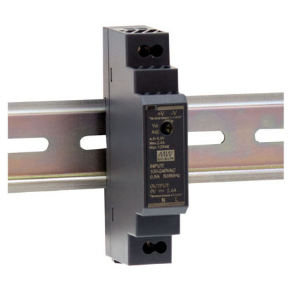 Picture of Mean Well HDR-15 Series HDR-15-24 15W Ultra Slim Step Shape DIN Rail (HDR-15-24)
