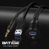Picture of BATIGE 2 Pack USB 3.0 & 3.5mm Car Mount Flush Cable 3.5mm + USB3.0 AUX Extension Dash Panel Waterproof Mount Cable for Car Boat and Motorcycle - 3ft