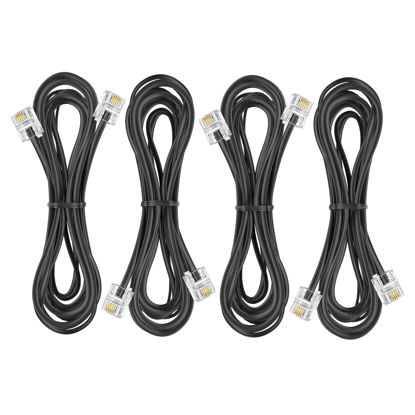 Picture of Yumiwoow 4Pack Telephone landline Extension Cord Cable Cord with Standard RJ-11 6P4C Plug (4Pack-3.3Ft-Black)