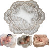 Picture of Newborn Photography Props Blanket Backdrop Photography for Babies Lace Backdrops Wrap Baby Boy Girl Photo Shoot Outfits (Round blanket set, White)